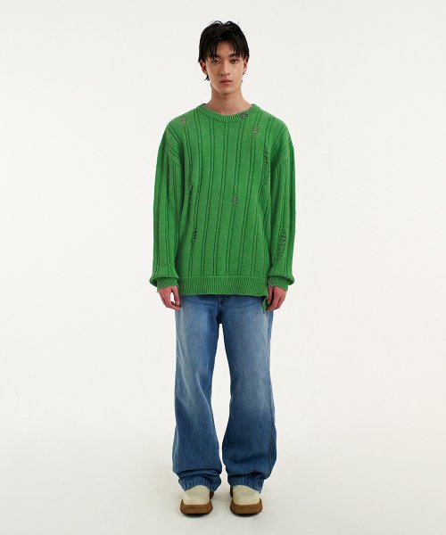 Green on sale distressed sweater