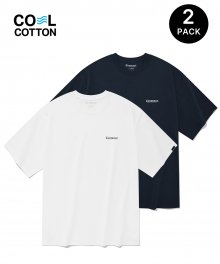 에센셜 쿨 코튼 2-PACK 티셔츠 네이비+화이트
