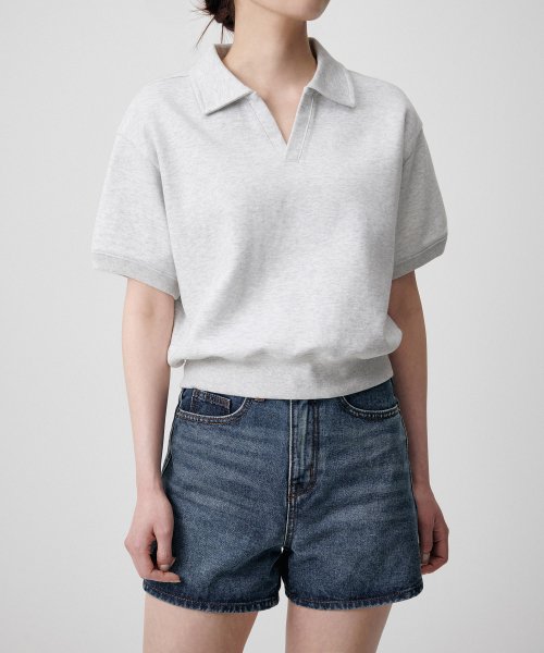 Женский свитшот с двойным трикотажным воротником [Melange Light Grey]