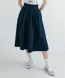 POD PLEATS FLARE SKIRT NAVY