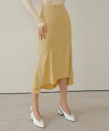 POD CHECK PANEL LONG SKIRT YELLOW