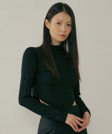 POD BOLERO CARDIGAN & HALF POLA T-SHIRTS BLACK