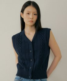 POD TWISTED KNIT VEST NAVY