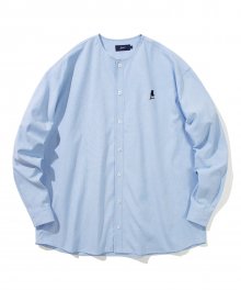 OXFORD NO COLLAR COACH SHIRT BLUE