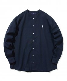 OXFORD NO COLLAR COACH SHIRT NAVY