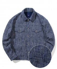 (JAPAN FABRIC) VINTAGE TYPE 3 TWEED TRUCKER JACKET NAVY