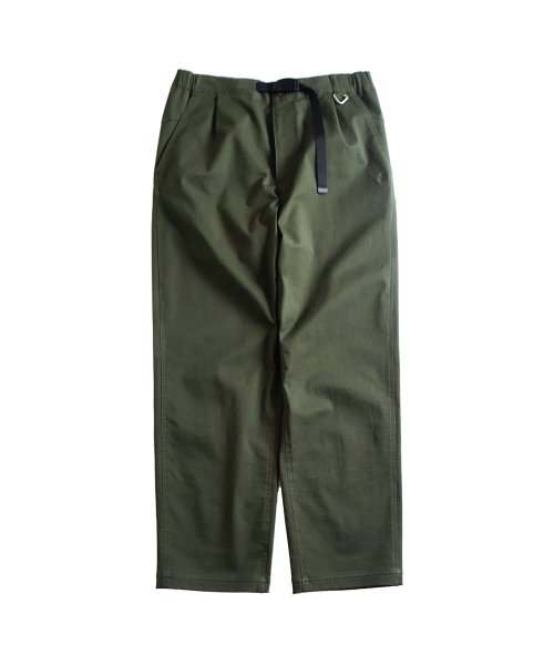 Длинные хлопковые брюки с ремнем-Khaki