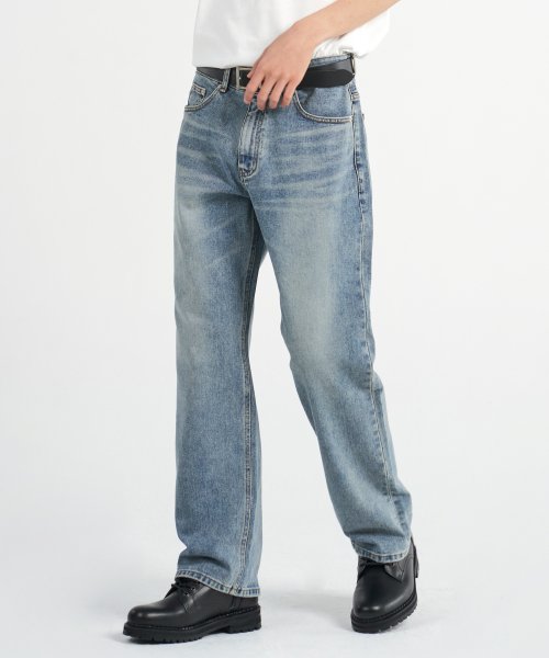 DEN0461 vintage mid blue wide jeans