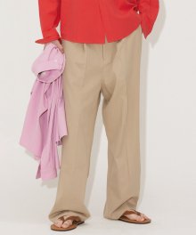 ONE-TUCK COTTON CHINO PANTS BEIGE
