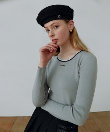 TWO-TONE LINE KNIT GRAY
