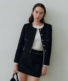 PIPING TWEED JACKET BLACK