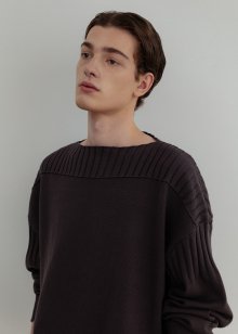 Pure supima boat neck pullover_Mud