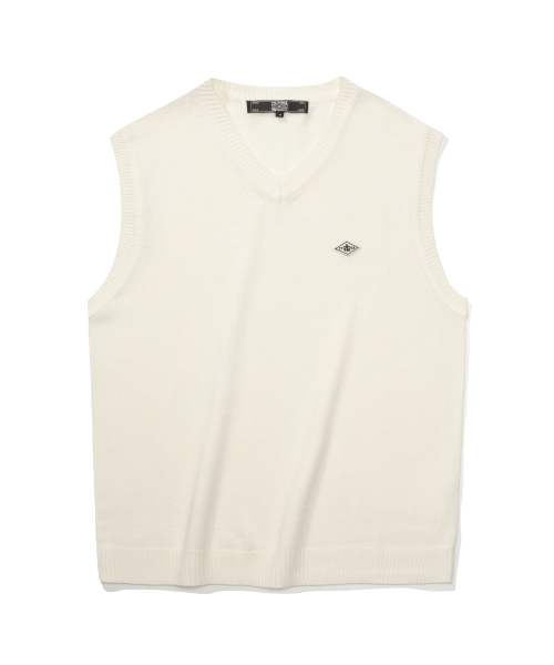 1754 CROWN V NECK VEST SWEATER Cream