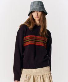 Stripe Knit Hoodie [HUCKLEBERRY]