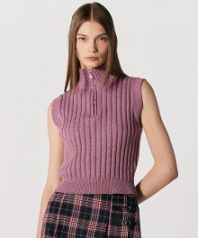 Classic Symbol Half Zipup Knit Vest [MULTI PINK]