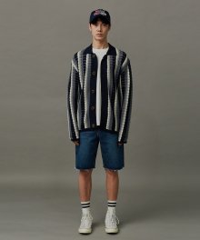 stripe pattern crochet knitted jacket_CWWAS23004NYX