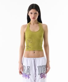 Ribbed Halter Top Green