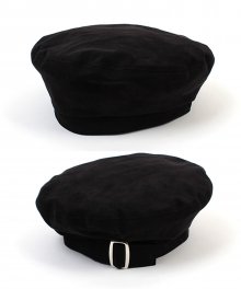 Belted Black Suede Beret 스웨이드 베레모