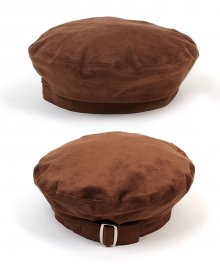 Belted Brown Suede Beret 스웨이드 베레모