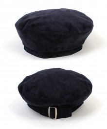 Belted Navy Suede Beret 스웨이드 베레모