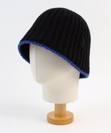 Blue Edge Black Knit Bucket Hat 니트버킷햇