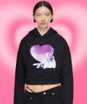 2113 스튜디오(2113 STUDIO) Crop hoodie heart cat black