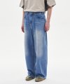 wide denim pants (mid blue)