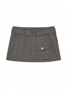 MILLY BELTED POCKET SKIRT (GRAY)