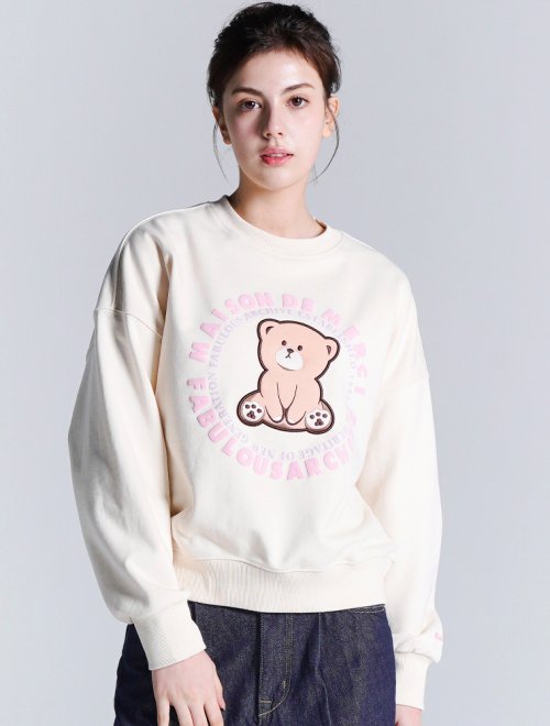 Женский укороченный свитшот 3D Little Bear Friends Cream (FCD1TS202W)