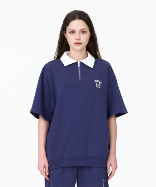 Свитшот с воротником и вышивкой Laurel Navy