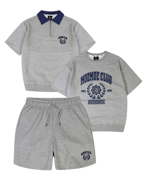 [SET] Летний костюм с худи на молнии и шортами Laurel Grey