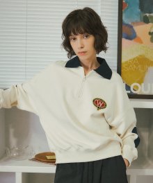 A3440 Patch anorak sweat shirt_Cream