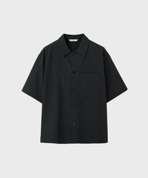 WAVE STITCH HALF-SLEEVED SHIRT_BLACK