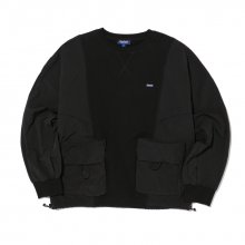 NYLON MIXED UTILITY SWEATSHIRTS BLACK_FP1KM01U