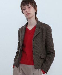 3-BUTTON CROPPED WOOL JACKET_BROWN