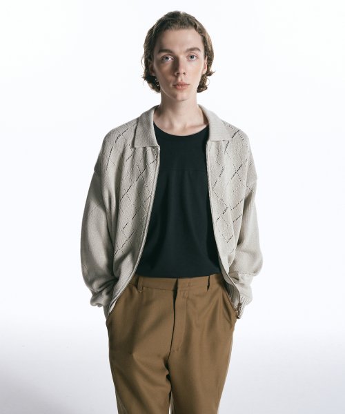 Кардиган на молнии ажурной вязки SMOKE GREY