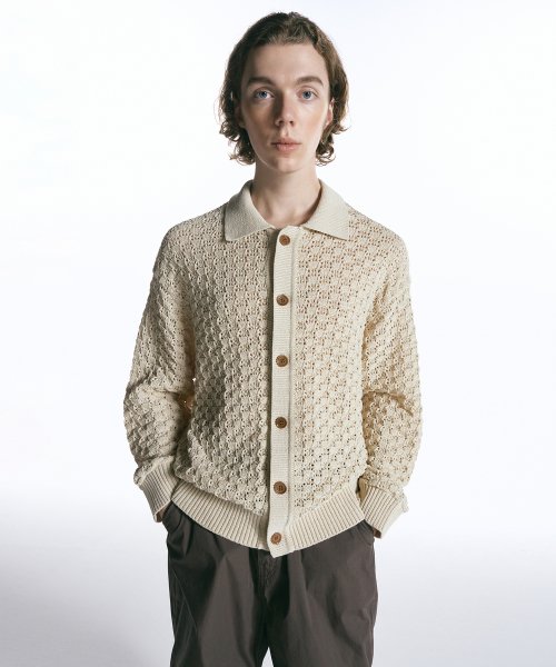 인사일런스(insilence) 엠보시드 칼라 카디건 BEIGE