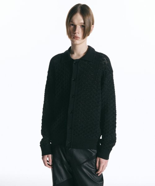 인사일런스(insilence) 엠보시드 칼라 카디건 BLACK