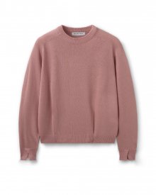 CREW NECK TUCK KNIT PALE PINK