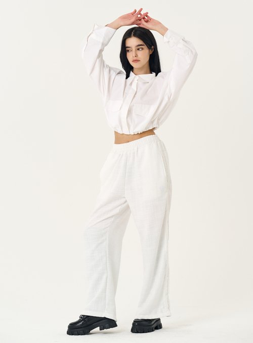 TWEED 2LINE TAPE PANTS_WHITE