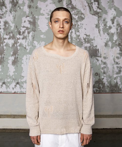 ★人気★【WOOALONG】★Mesh curved neck knit long sleev.e★ YZNLOQ Women Hollow Out Crochet Knit Tops,Summer See Through
