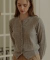 Cashmere pearl button cable cardigan_Light gray