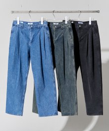 Deep Two Tuck Denim Pants [3 Colors]
