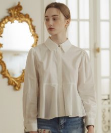 Gold button point flare blouse_White