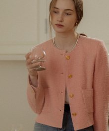 Romantic tweed jacket_Pink