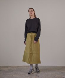 Cross Line String Skirt (Olive Green)