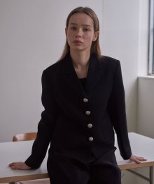 Collar Tweed Jacket (Black)