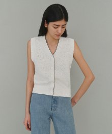 Picotee knit vest (White)