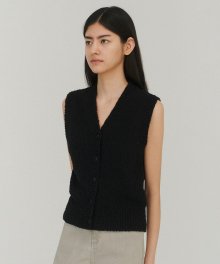 Picotee knit vest (Black)