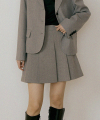 pleated short skirt-gray